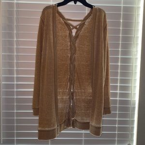 Super cute, mustard yellow cardigan.